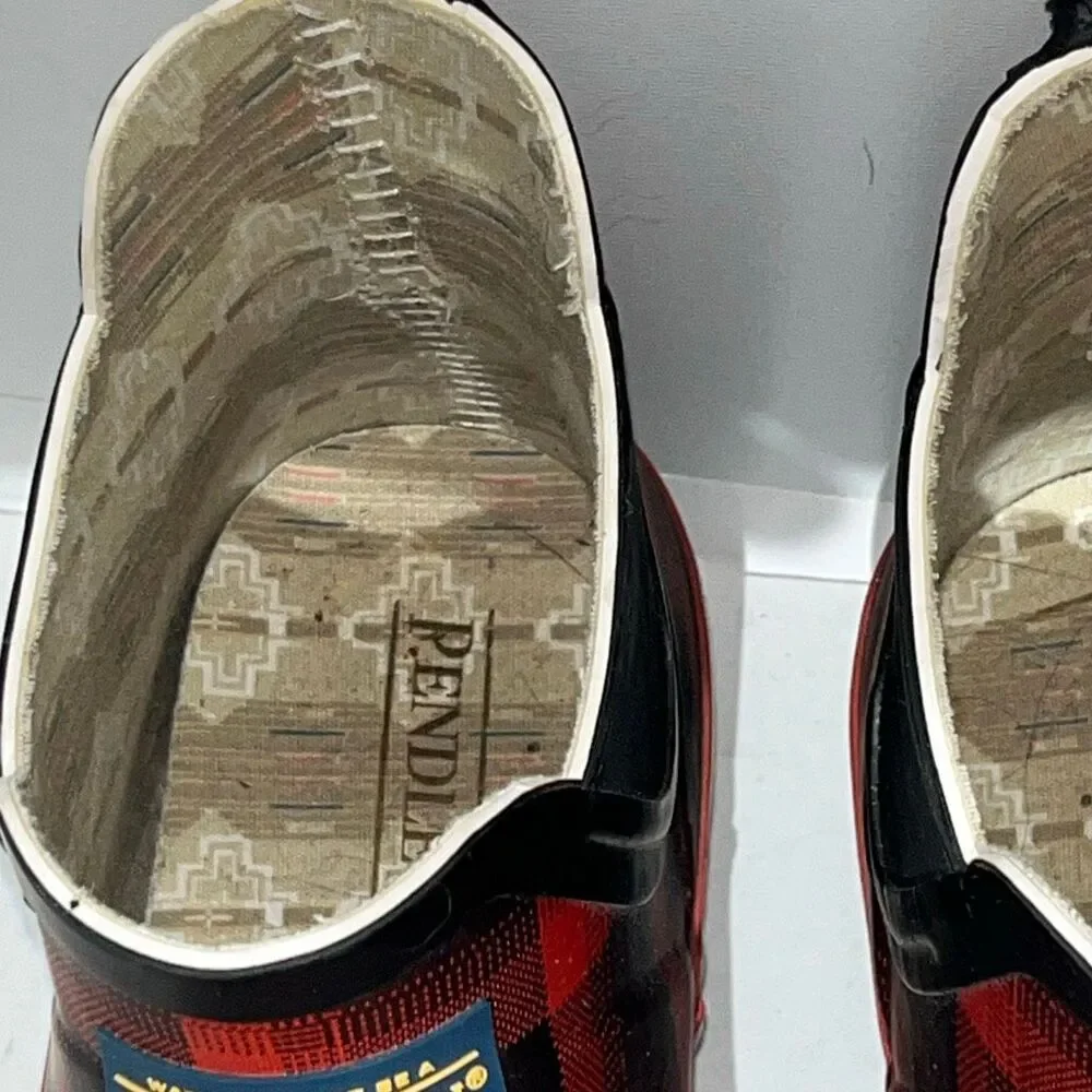 Pendleton Women's Red Black Buffalo Plaid Waterproof Chelsea Rain Boots Size 6